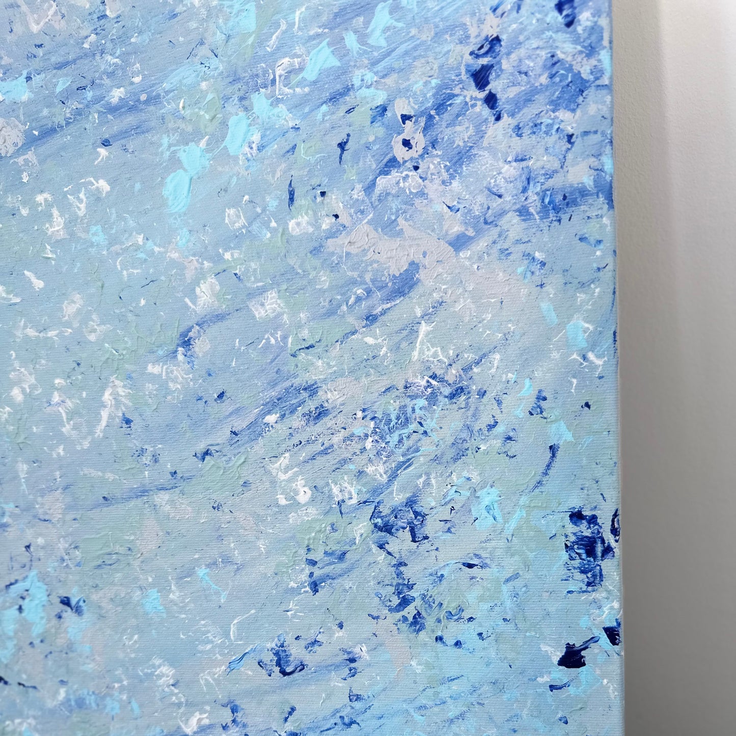 acrylic paint with blue and white shades