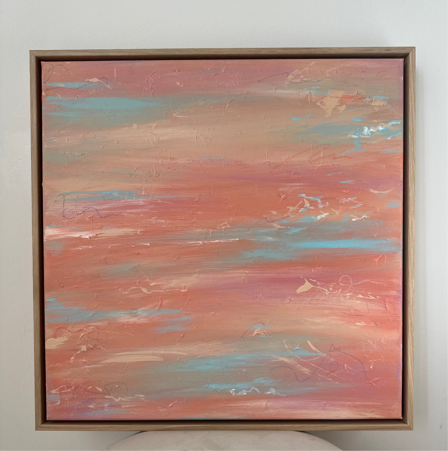 abstract art with beige mint green and orange