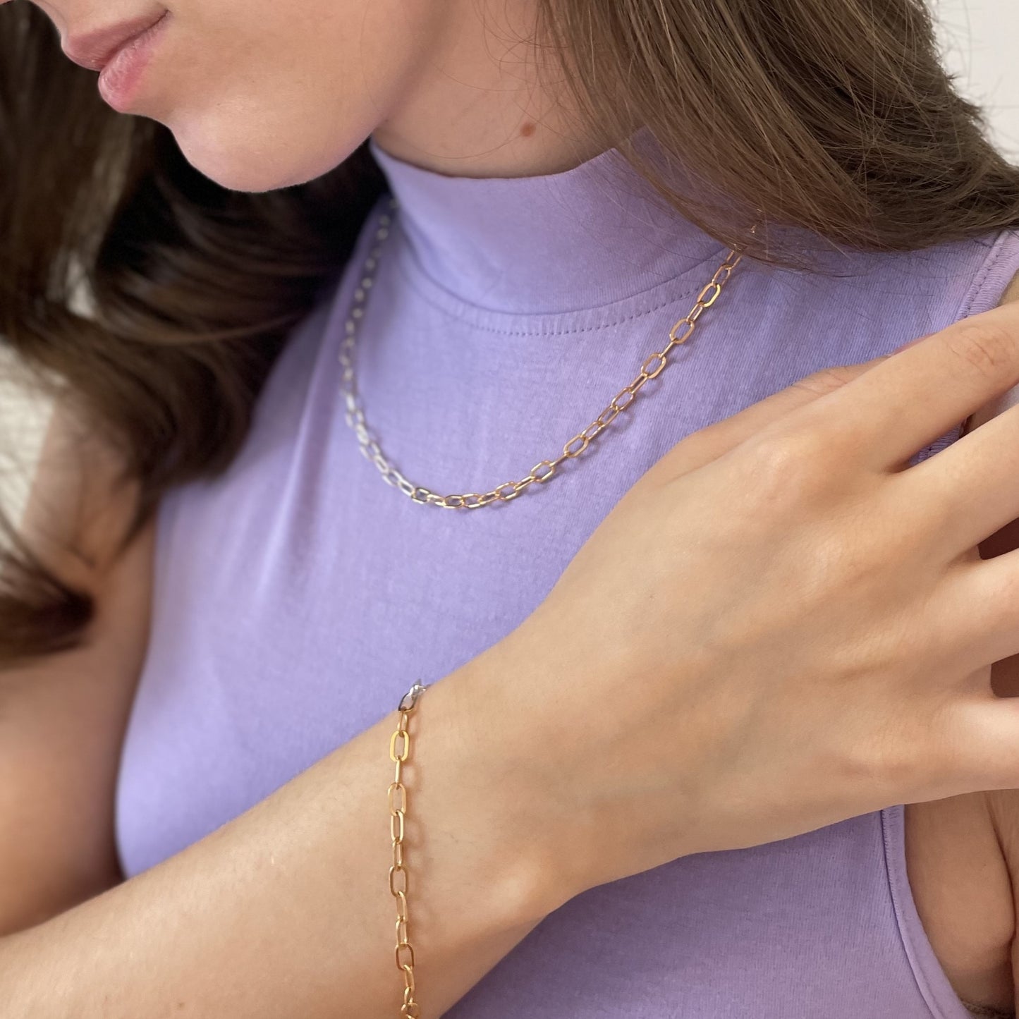 Grace Set SILBER/ROSÉGOLD - Halskette & Armkette - bicolor