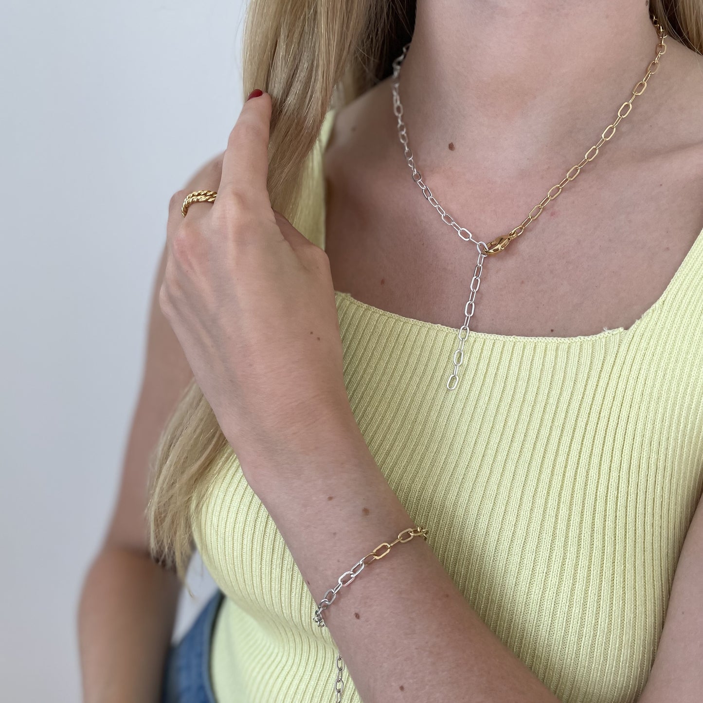 Grace Set SILBER/GOLD - Halskette & Armkette - bicolor