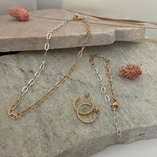 Grace Set SIBER/ROSÉGOLD - Ohrringe, Halskette & Armkette