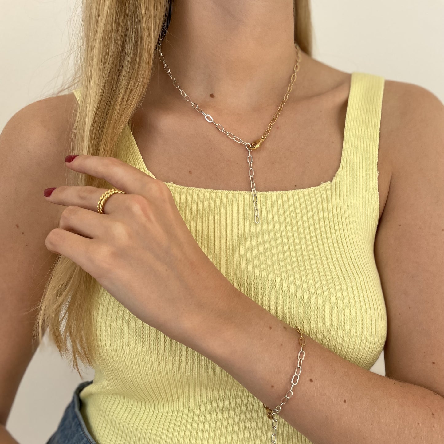 Grace Set SILBER/GOLD - Halskette & Armkette - bicolor