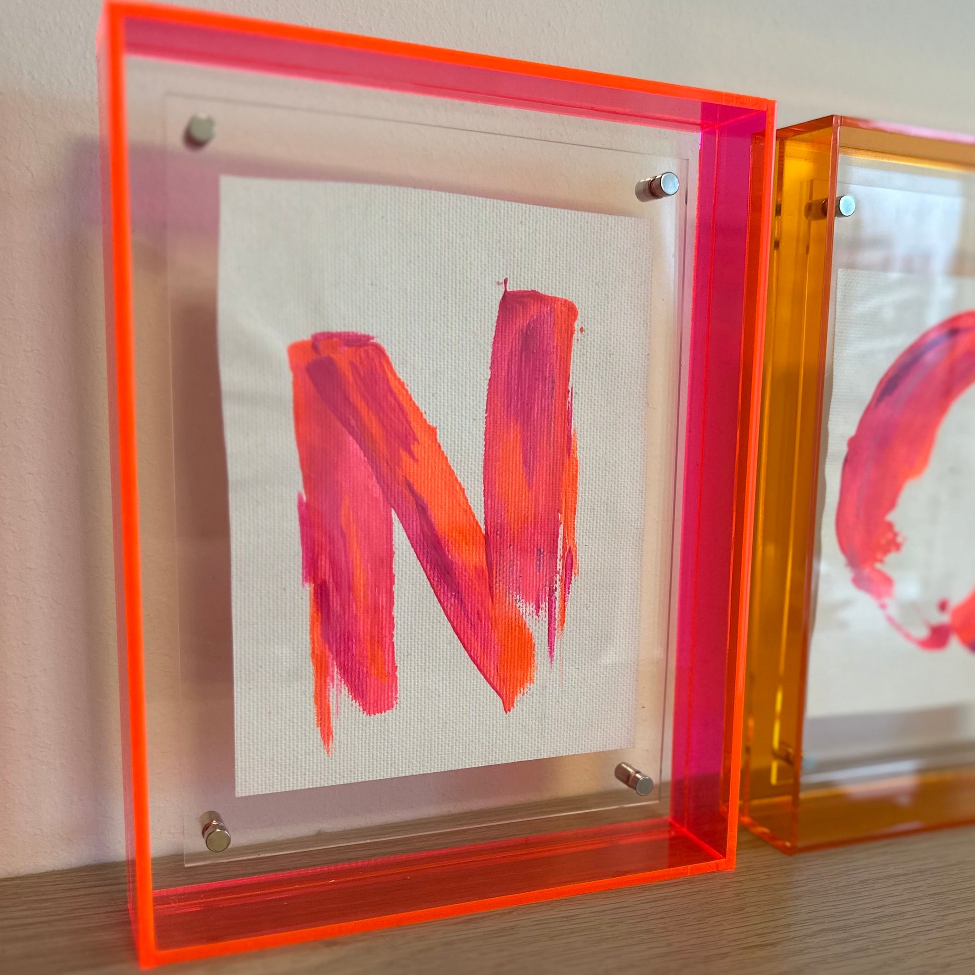 neon pink acrylic glass frame